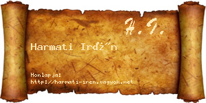 Harmati Irén névjegykártya